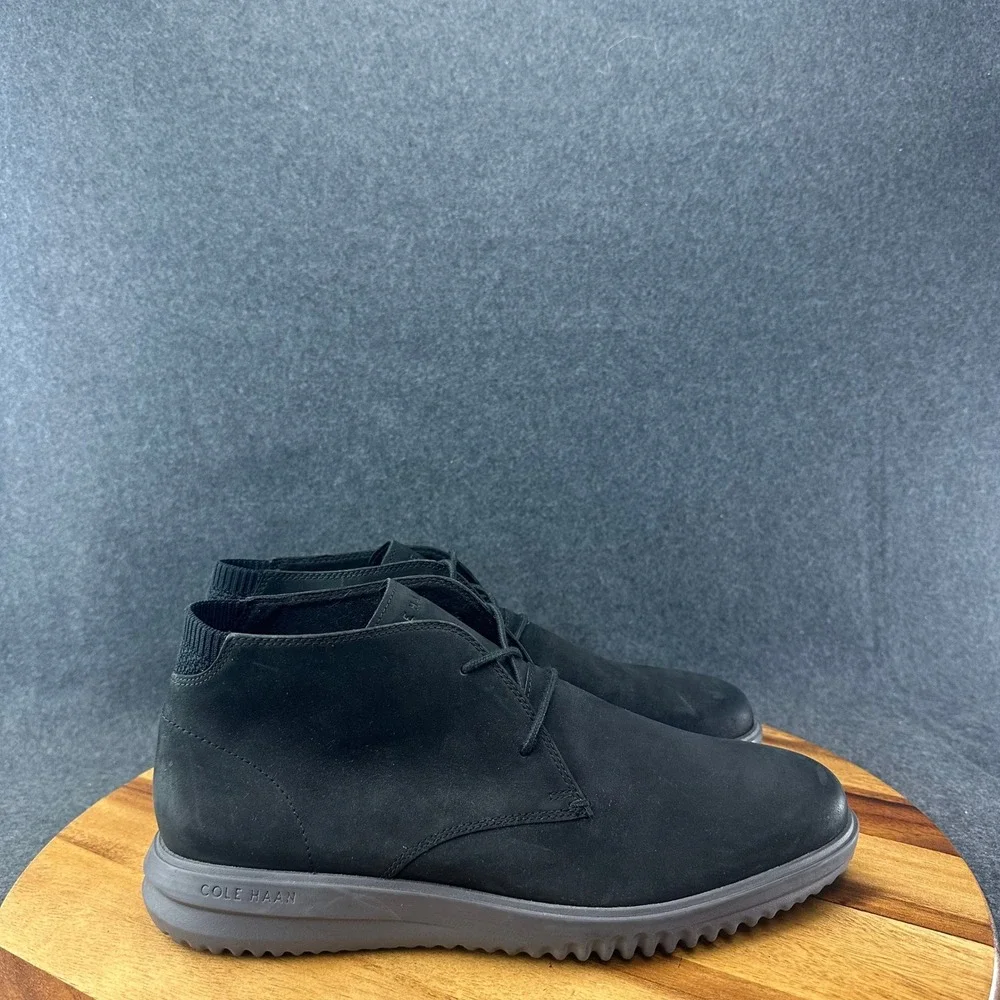 Cole Haan Grand Plus Chukka Mens Size 11 Black Nubuck Leather Boot C36921 New